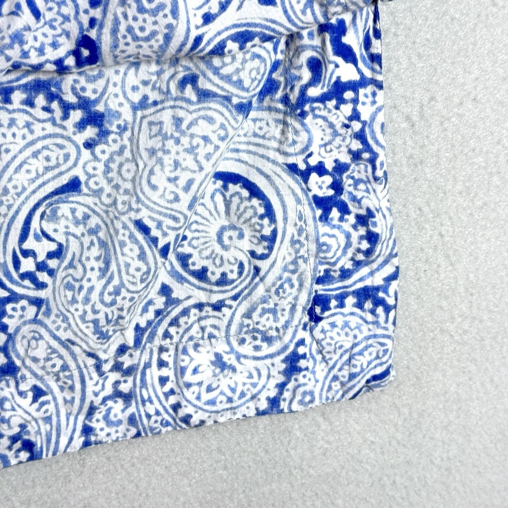 Gretchen Scott Top Womens Large Blue Paisley Tunic Resortwear Coastal V Neck - Picture 5 of 14